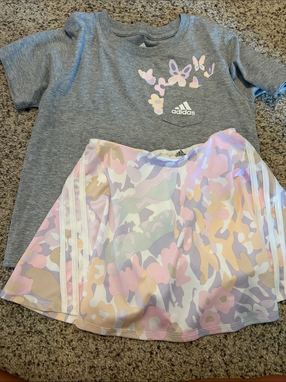 adidas Girls' Pastel Camo Athletic Skirt - Pink, Lavender, Cream